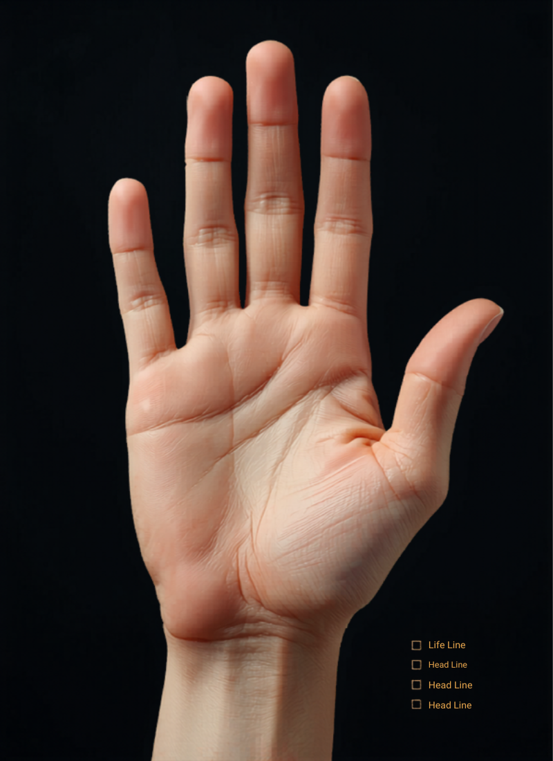 Palm photo with 4 main lines highlighted